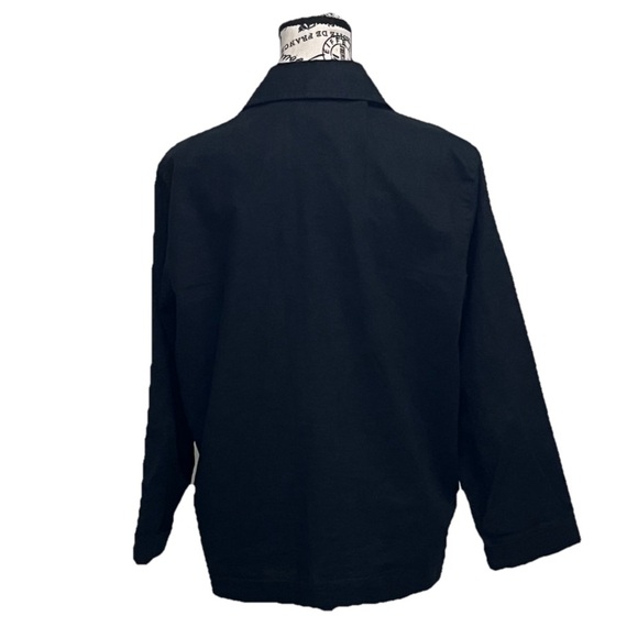 Vtg Y2k Basic Editions Shacket Black Linen Biker Moto Goth Grunge Witchy Vampy L - Picture 4 of 8